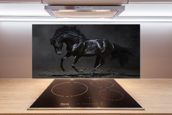 Glass splashback Black Horse