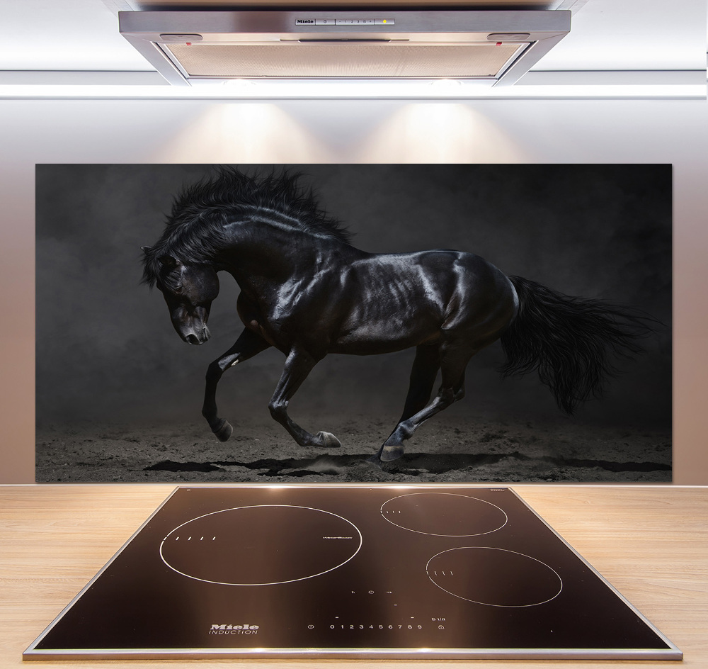 Glass splashback Black Horse