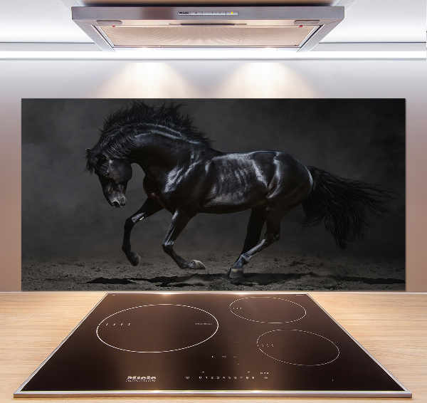 Glass splashback Black Horse