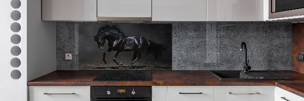 Glass splashback Black Horse