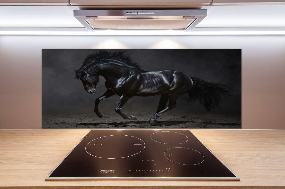 Glass splashback Black Horse