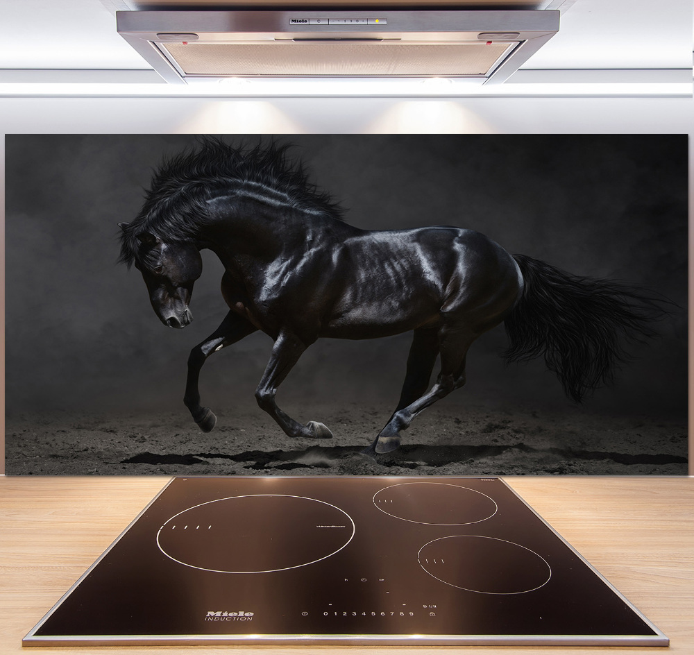 Glass splashback Black Horse