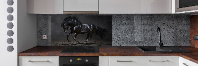 Glass splashback Black Horse