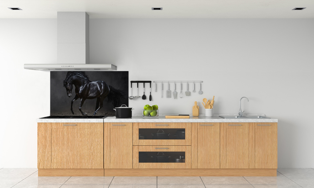 Glass splashback Black Horse