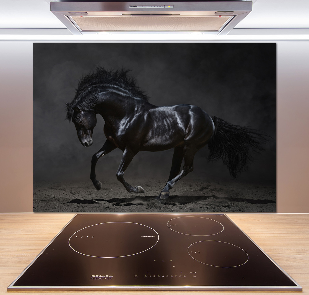 Glass splashback Black Horse