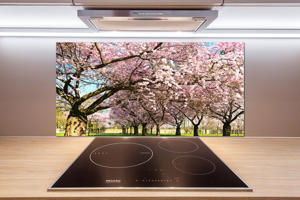 Kitchen splashback Cherry trees