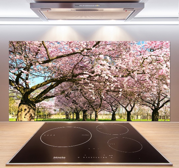 Kitchen splashback Cherry trees