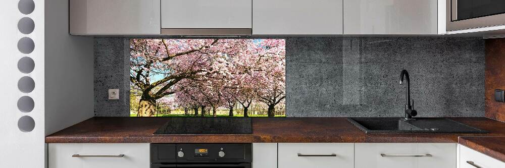 Kitchen splashback Cherry trees