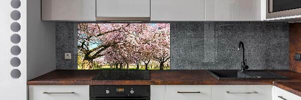 Kitchen splashback Cherry trees