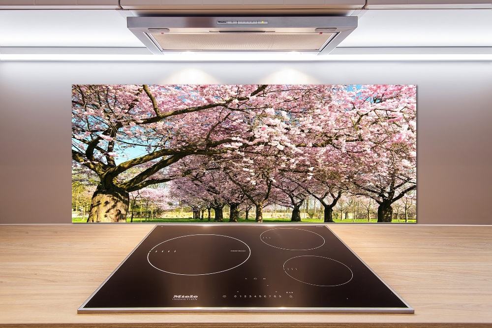 Kitchen splashback Cherry trees