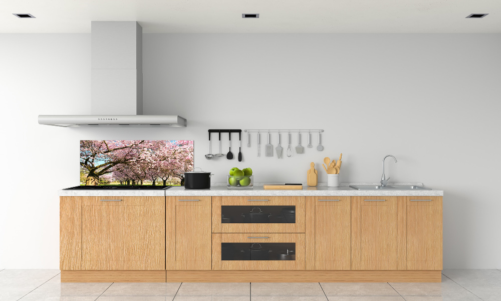 Kitchen splashback Cherry trees