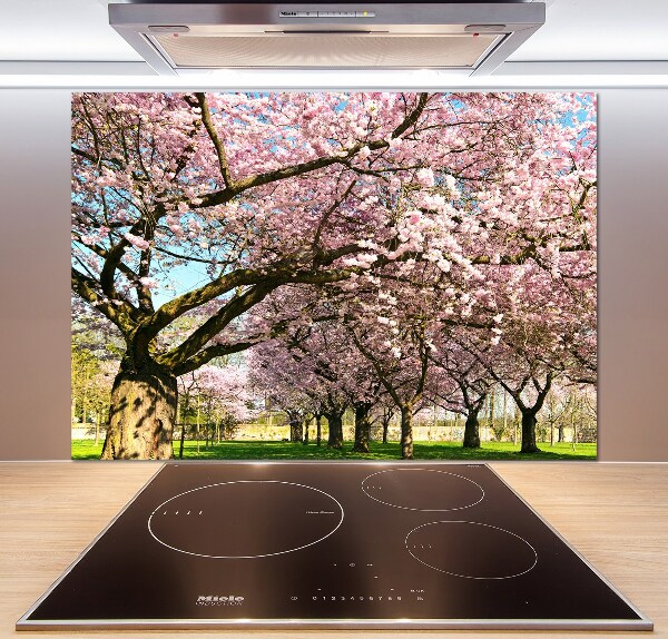 Kitchen splashback Cherry trees