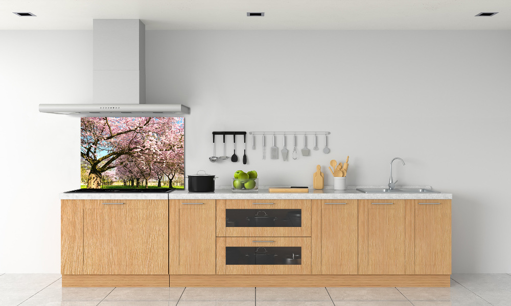 Kitchen splashback Cherry trees