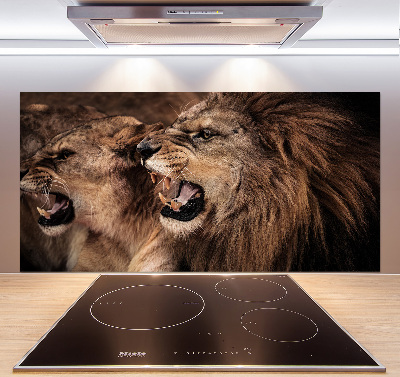 Kitchen splashback Roaring lions