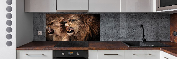 Kitchen splashback Roaring lions