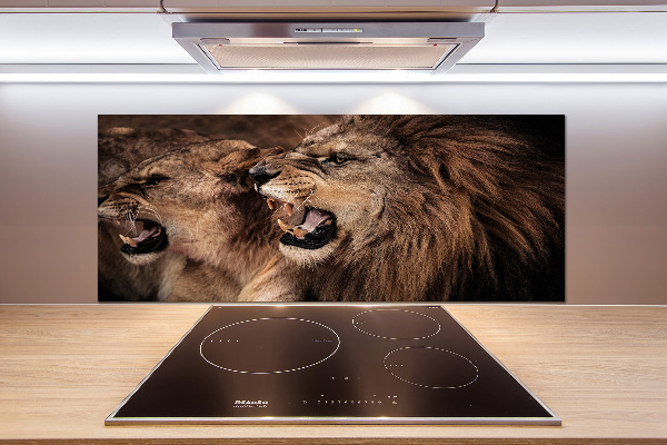 Kitchen splashback Roaring lions