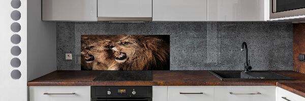 Kitchen splashback Roaring lions