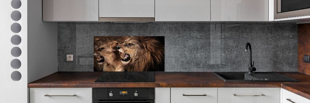 Kitchen splashback Roaring lions