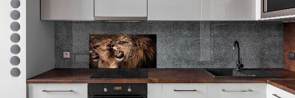 Kitchen splashback Roaring lions