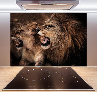 Kitchen splashback Roaring lions