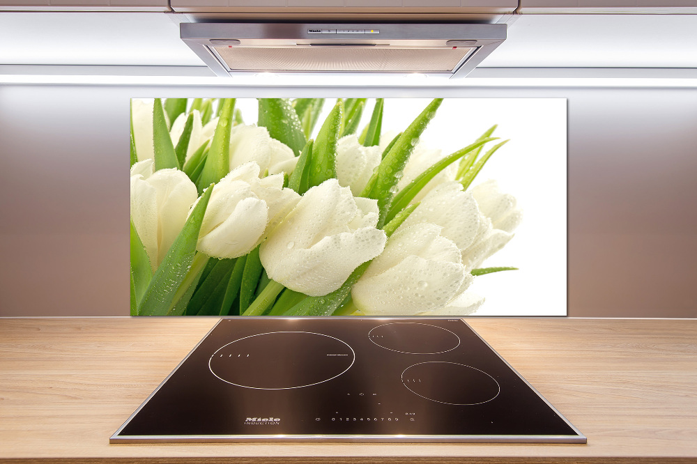 Kitchen splashback White tulips