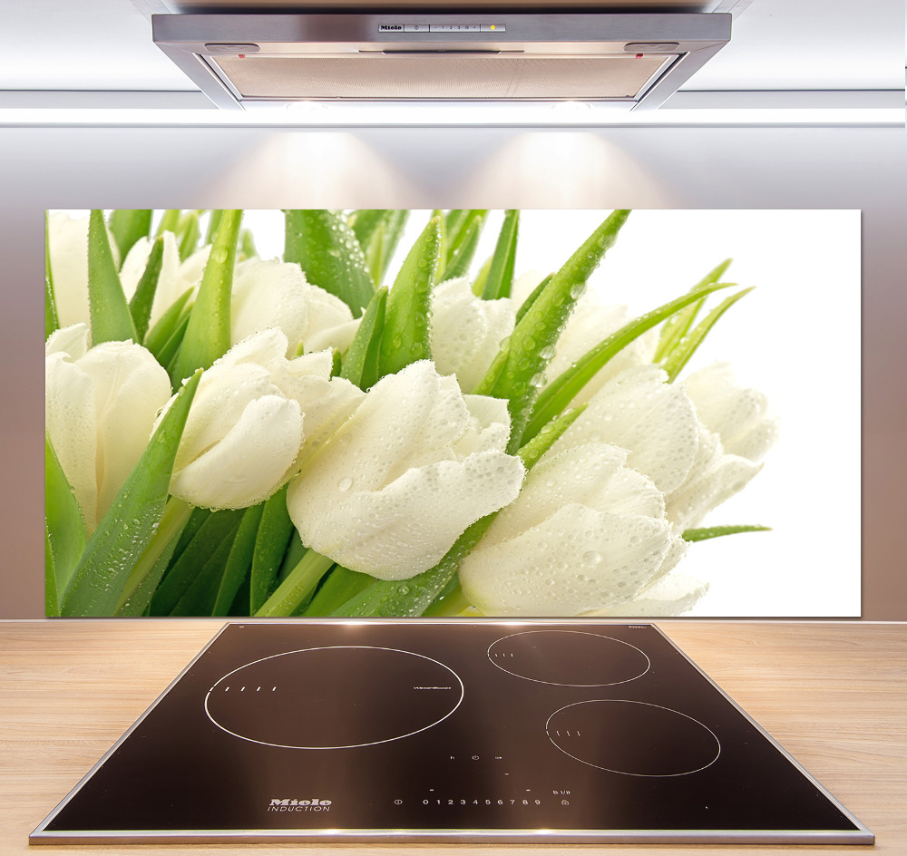 Kitchen splashback White tulips