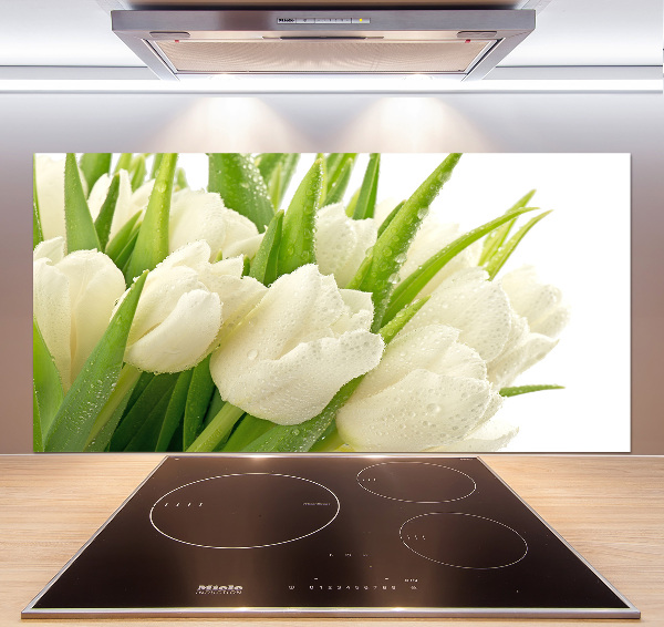 Kitchen splashback White tulips