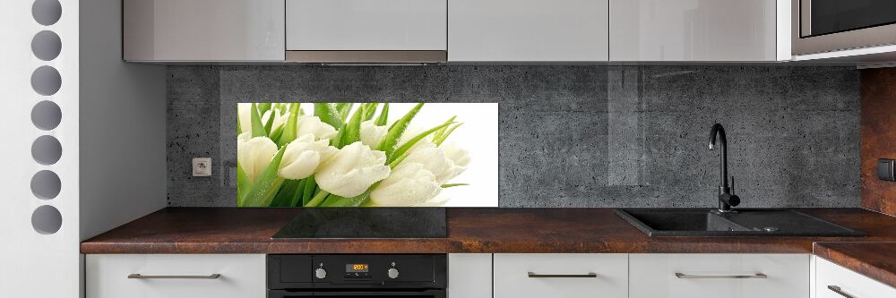 Kitchen splashback White tulips