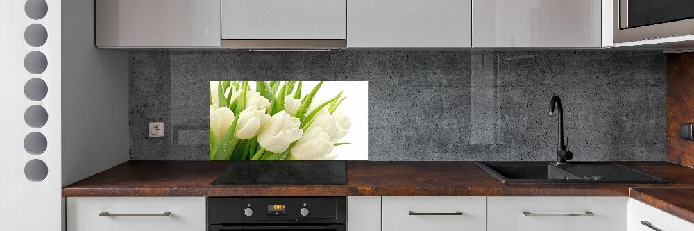 Kitchen splashback White tulips