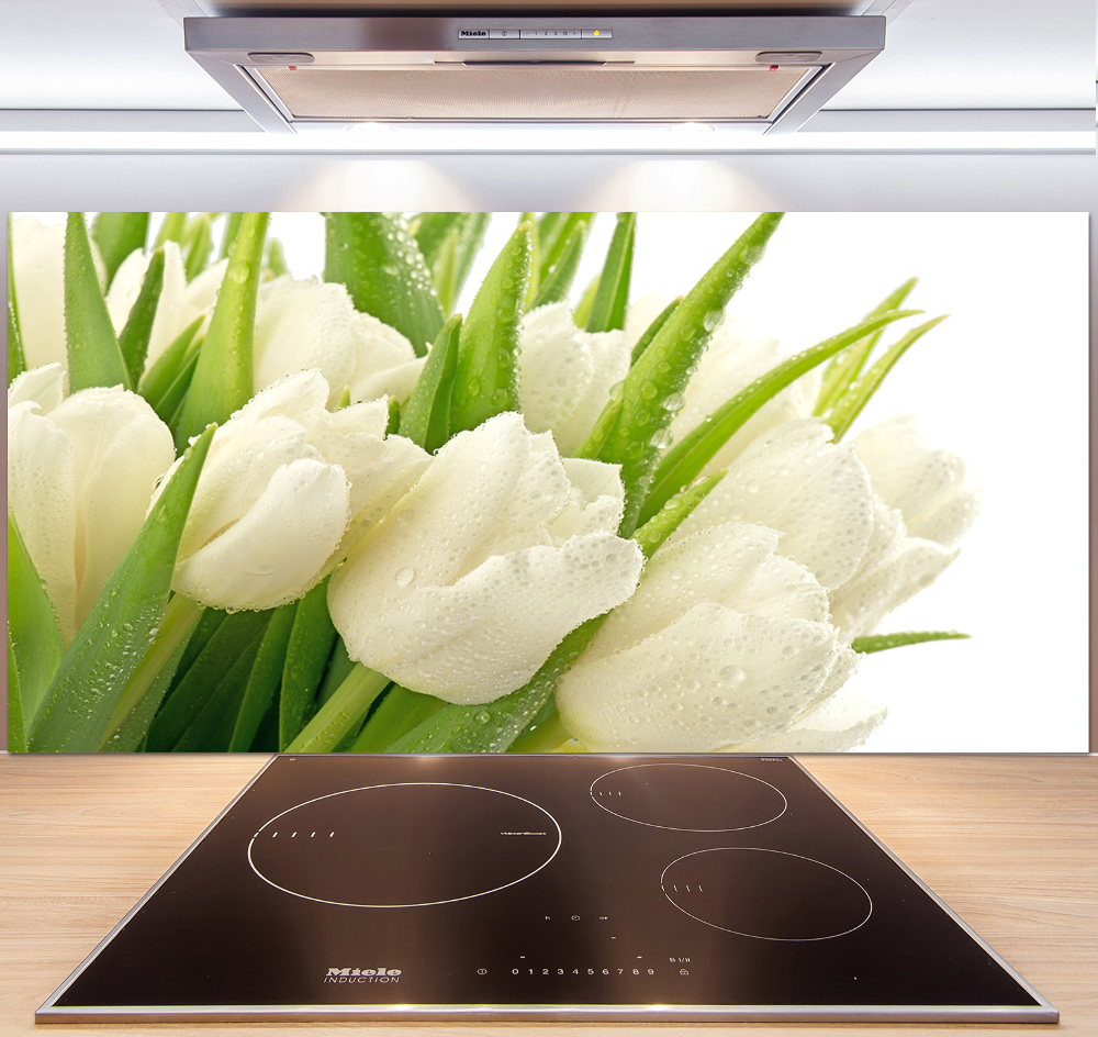 Kitchen splashback White tulips