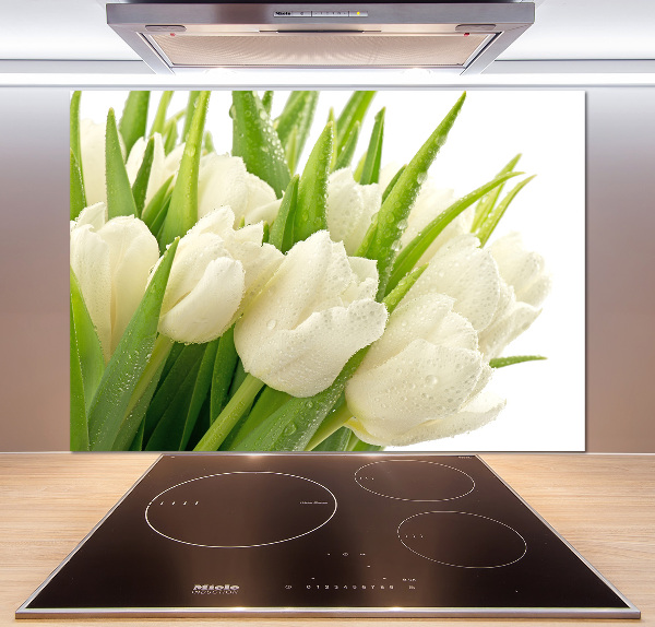 Kitchen splashback White tulips