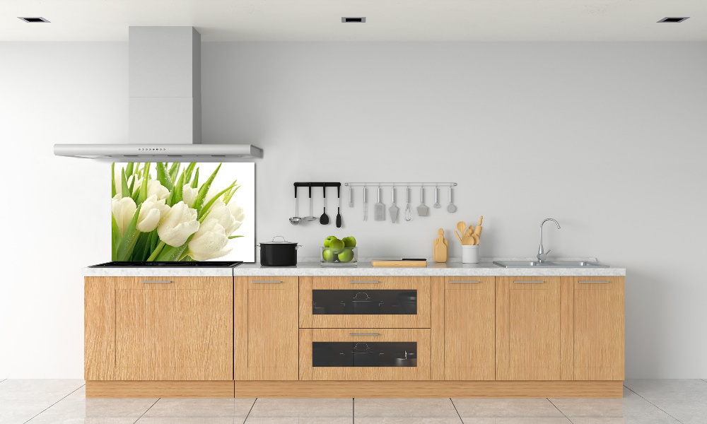 Kitchen splashback White tulips