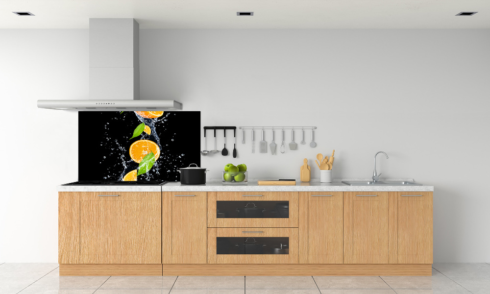 Cooker splashback Oranges and water