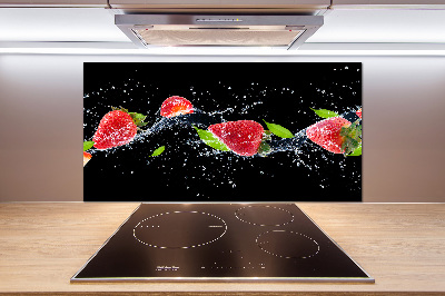 Cooker splashback Strawberries and water