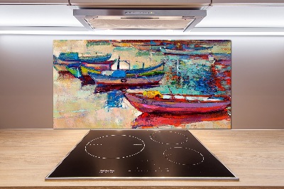 Cooker splashback Colorful boats