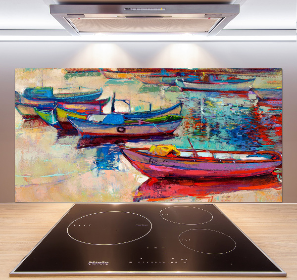 Cooker splashback Colorful boats