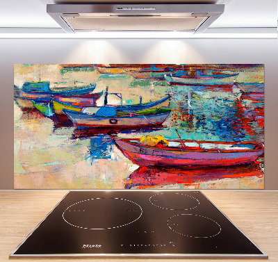 Cooker splashback Colorful boats