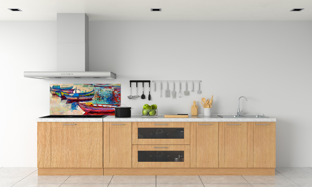 Cooker splashback Colorful boats