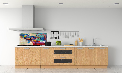 Cooker splashback Colorful boats