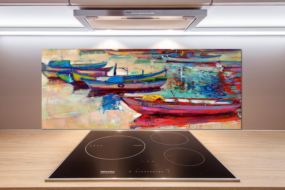 Cooker splashback Colorful boats