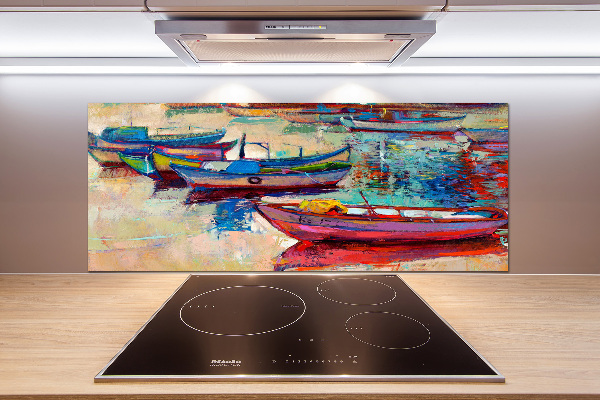 Cooker splashback Colorful boats