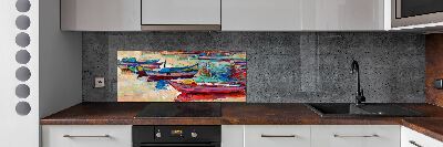 Cooker splashback Colorful boats