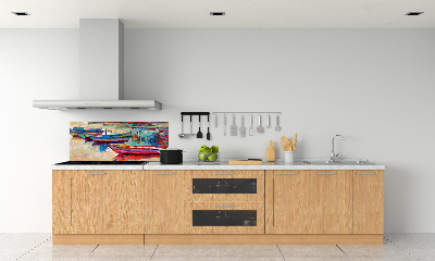 Cooker splashback Colorful boats