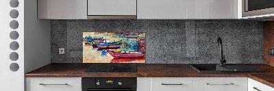 Cooker splashback Colorful boats