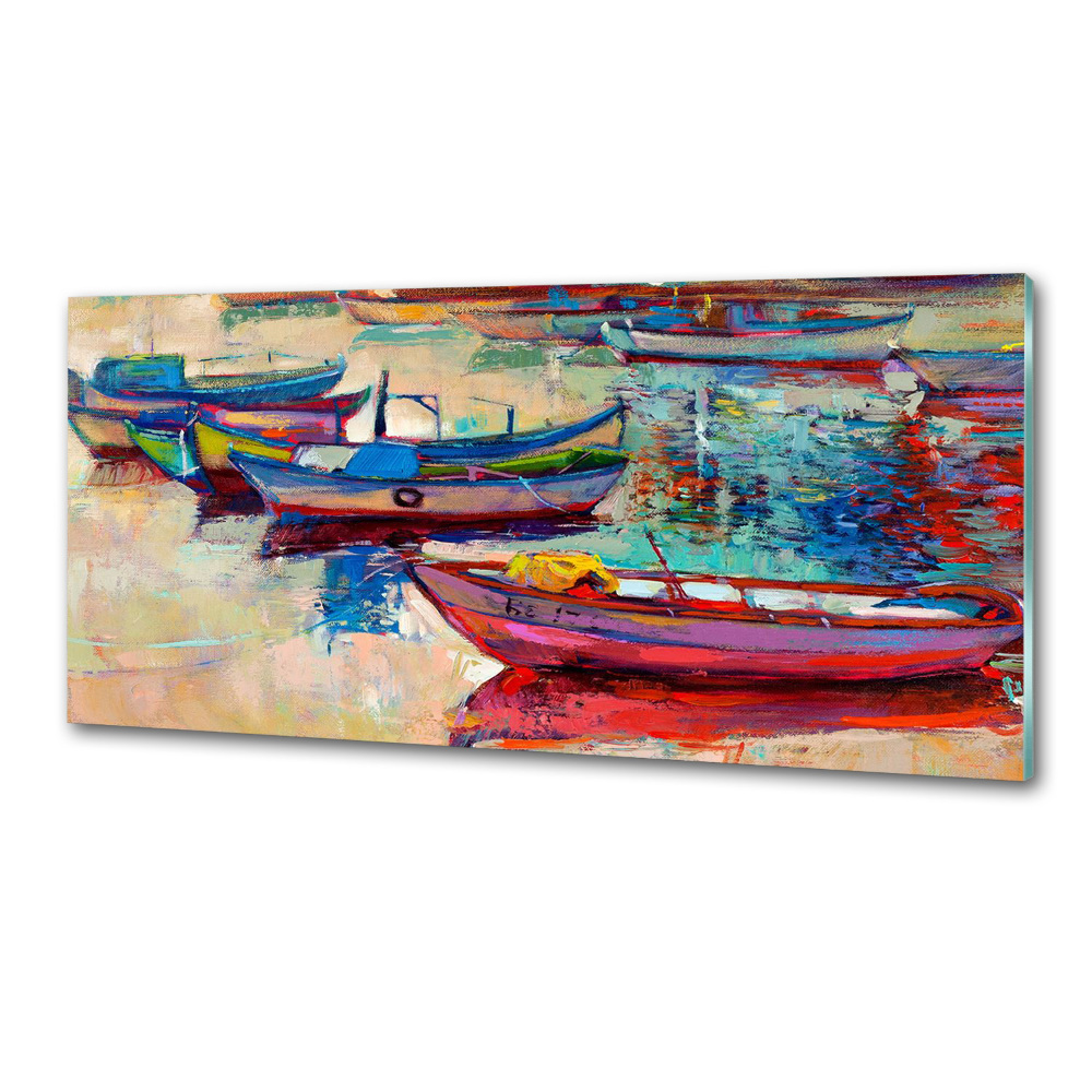 Cooker splashback Colorful boats