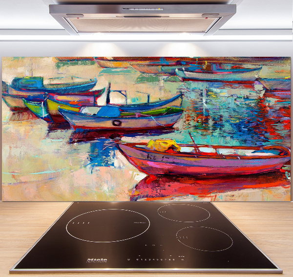 Cooker splashback Colorful boats