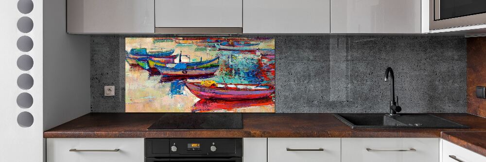 Cooker splashback Colorful boats