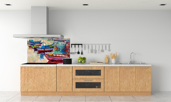 Cooker splashback Colorful boats