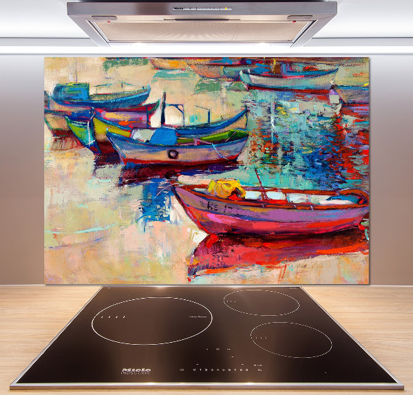 Cooker splashback Colorful boats