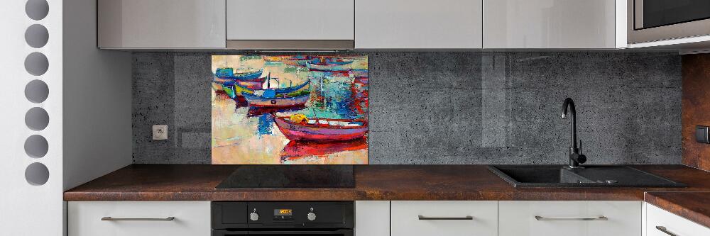 Cooker splashback Colorful boats